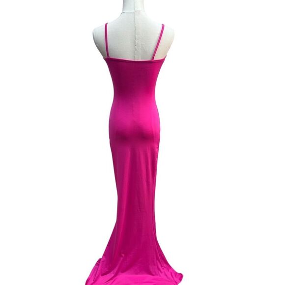 NWOT Another Chill XS Hot Pink Spaghetti Strap Bodycon Maxi Dress - Picture 2 of 6